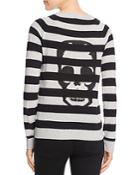 Aqua Cashmere Skull Stripe Cashmere Sweater