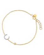 Zoe Lev 14k Yellow Gold Diamond Initial & Bezel Bracelet