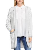 Two By Vince Camuto Plaited Rib Hooded Cardigan