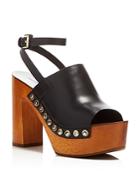 Sigerson Morrison Quella Leather Ankle Strap Platform Clog Sandals