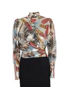 Lanvin Draped Front Shimmer Lame Top