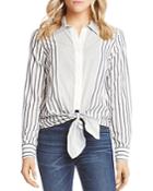 Karen Kane Tie-front Striped Shirt