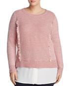 Foxcroft Plus Sophia Mixed Media Shirttail Sweater