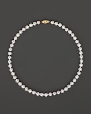 Cultured Akoya 7.5mm Pearl Strand Necklace In 14k Yellow Gold, 18