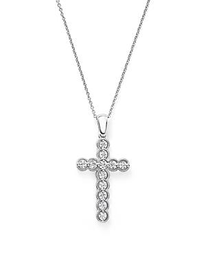 Diamond Bezel Set Cross Pendant Necklace In 14k White Gold, .25 Ct. T.w. - 100% Exclusive
