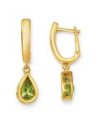 Bloomingdale's Peridot Bezel Hinged Hoop Earrings In 14k Yellow Gold - 100% Exclusive