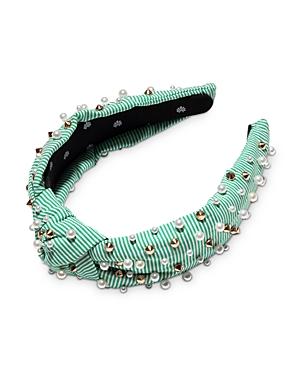 Lele Sadoughi Embellished Seersucker Headband