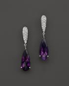 Amethyst And Diamond Drop Earrings In 14k White Gold - 100% Exclusive