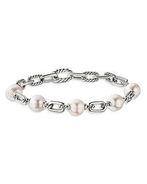 David Yurman Sterling Silver Dy Madison Cultured Freshwater Pearl Chain Bracelet