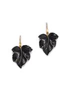 Annette Ferdinandsen Design 18k Yellow Gold Onyx Leaf Earrings