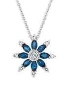 Bloomingdale's Marquis Sapphire And Diamond Starburst Pendant Necklace In 14k White Gold, 16 - 100% Exclusive