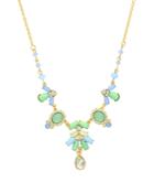 Sparkling Sage Stone Collage Dangle Teardrop Necklace - Compare At $117