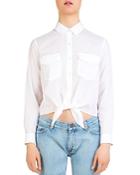 The Kooples Cropped Tie-front Shirt