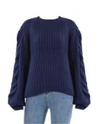 525 Braided Sleeve Pullover Sweater