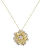 Bloomingdale's Yellow & White Diamond Flower Pendant Necklace In 14k White & Yellow Gold, 3.25 Ct. T.w. - 100% Exclusive
