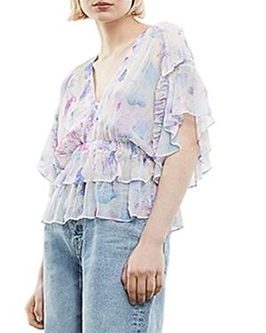 The Kooples Printed Ruffled Blouse