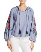 Parker Laureena Embroidered Chambray Top