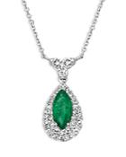 Bloomingdale's Emerald And Diamond Teardrop Pendant Necklace In 14k White Gold, 16 - 100% Exclusive