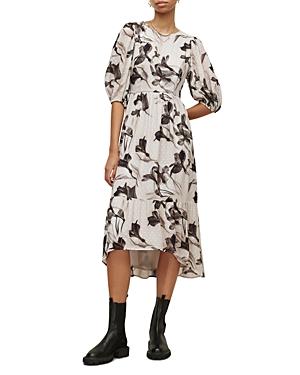 Allsaints Sadie Iris Print Clip Dot Midi Dress