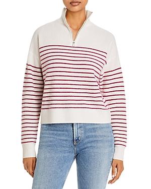 Aqua Stripe Quarter Zip Cashmere Sweater - 100% Exclusive