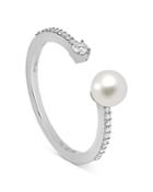 Hueb 18k White Gold Spectrum Diamond And Cultured Freshwater Pearl Open Ring