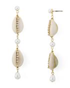 Aqua Shell, Cultured Freshwater Pearl & Crystal Drop Earrings - 100% Exclusive