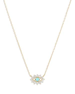 Adina Reyter 14k Yellow Gold Turquoise & Diamond Evil Eye Pendant Necklace, 15-16