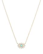Adina Reyter 14k Yellow Gold Turquoise & Diamond Evil Eye Pendant Necklace, 15-16