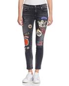 True Religion Halle Patched Super Skinny Jeans In Black