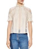 Sandro Ramia Embroidered Lace-inset Top