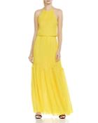 Halston Heritage Pleated Ruffled Gown