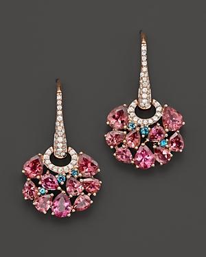Roberto Coin 18k Rose Gold Fantasia London Blue Topaz And Pink Tourmaline Earrings