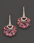 Roberto Coin 18k Rose Gold Fantasia London Blue Topaz And Pink Tourmaline Earrings