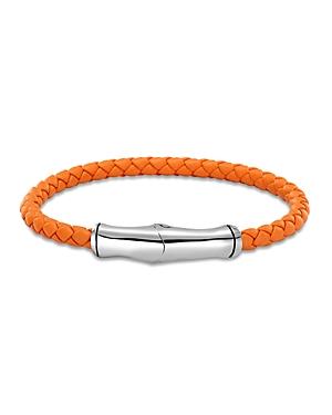 John Hardy Men's Sterling Silver Bamboo Station Bracelet In Orange Leather