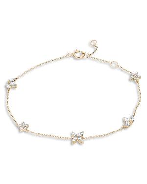 Adina Reyter 14k Yellow Gold Paris Diamond Marquise & Round Cut Flower Chain Bracelet