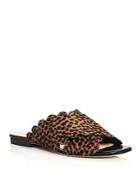 Isa Tapia Ana Maria Cheetah Print Calf Hair Scalloped Slide Sandals
