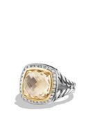 David Yurman Albion Ring With Champagne Citrine And Diamonds With 18k Gold