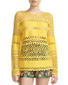 Maje Melisse Crocheted Cotton Mesh Sweater