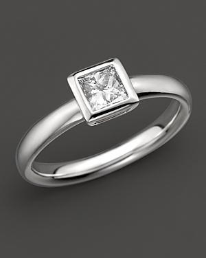 Bezel-set Princess Cut Diamond Ring In 18 Kt. White Gold, 0.50 Ct. T.w.