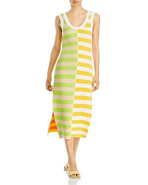 Staud Seashore Ribbed Knit Tank Midi Dress