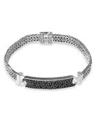 John Hardy Sterling Silver Classic Chain Black Sapphire & Black Spinel Pave Plate Chain Bracelet
