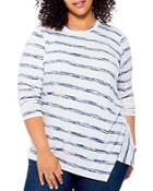 Nic+zoe Plus Space Dye Stripe Asymmetric Tee