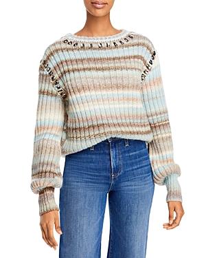 Cinq A Sept Myra Rhinestone Embellished Striped Sweater