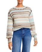 Cinq A Sept Myra Rhinestone Embellished Striped Sweater