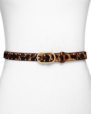 Frame Women's Studded Animal Print Leather Belt