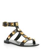 Valentino Garavani Women's Square Toe Pyramid Studded Buckled Sandals