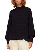 Whistles Cable Knit Detail Mock Turtleneck Sweater
