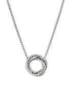 David Yurman Sterling Silver Crossover Mini Pendant Necklace With Diamonds, 17