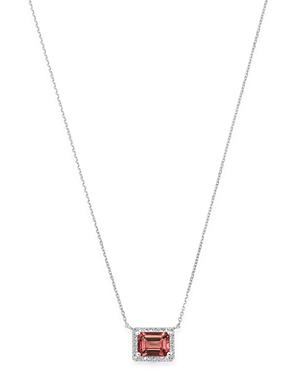 Bloomingdale's Pink Tourmaline & Diamond East-west Pendant Necklace In 14k White Gold, 16 - 100% Exclusive