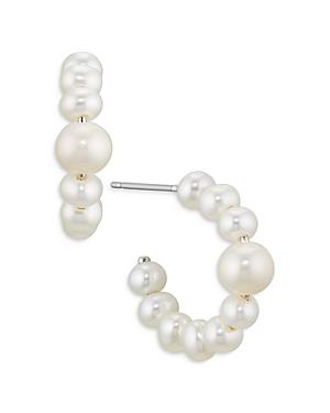 Nadri Lucca White Keshi Freshwater Pearl Small Hoop Earrings
